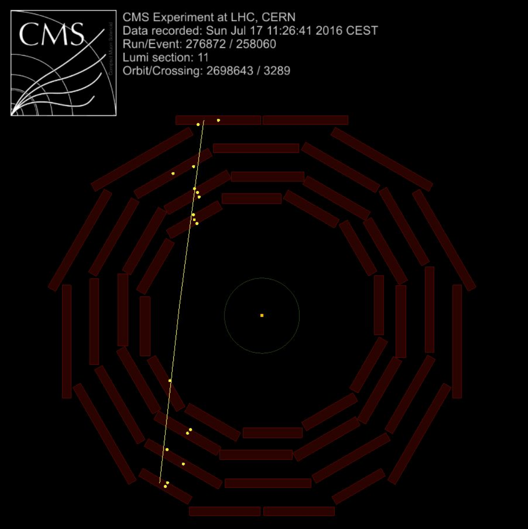 A cosmic-ray muon traversing the CMS detector